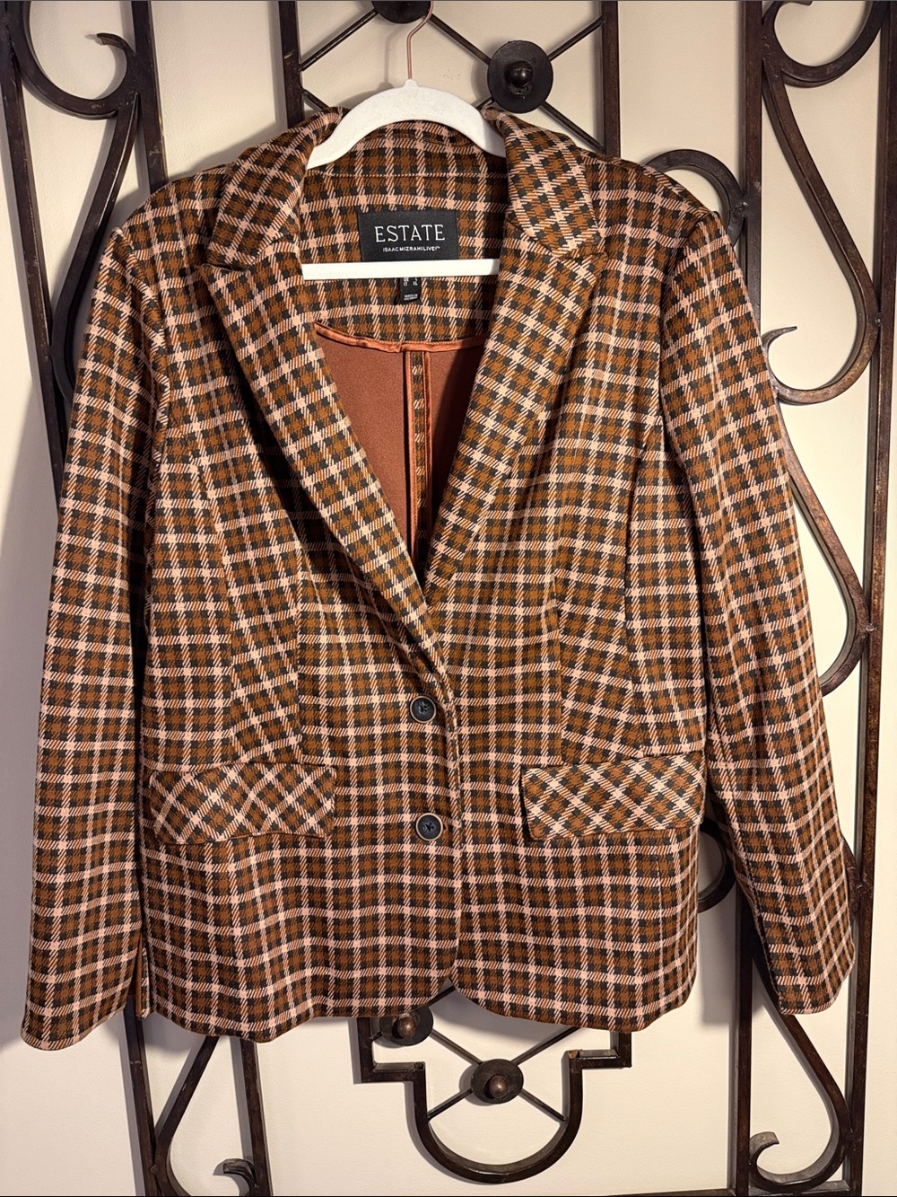 Estate Brown Plaid Tailored Blazer Jacket